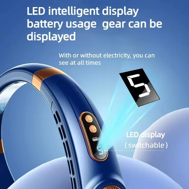 Neck Fan Rechargeable, Personal Portable Fan Battery Operated, Hands Free Wearable USB Neck Cooling Fan for Indoor Outdoo